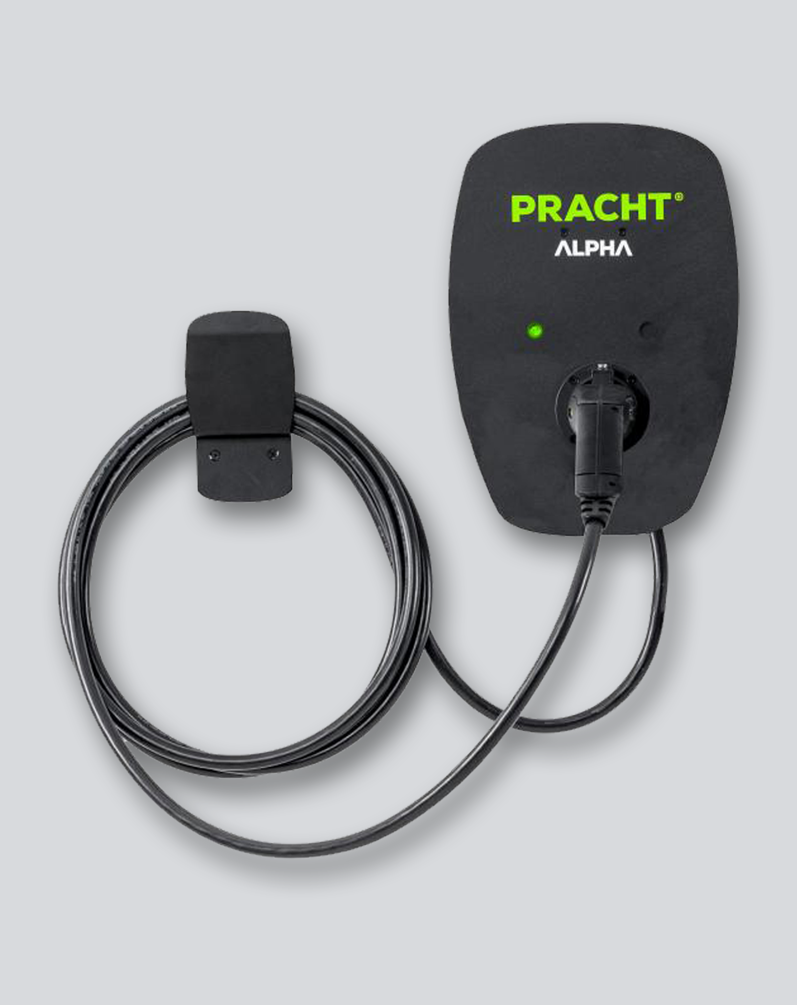 PRACHT ALPHA Wallbox in widerstandsfähigem Gehäuse zur Wandmontage, geeignet für den Einsatz im gewerblichen und privaten Bereich.
